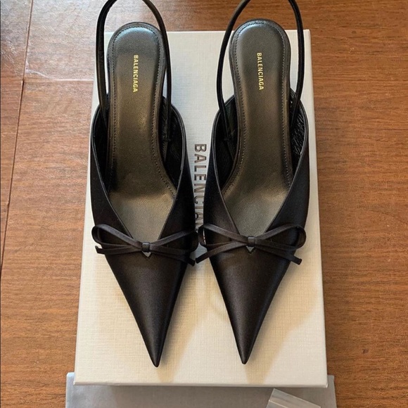 Balenciaga Shoes - Balenciaga Knife Satin Sling Back Heel